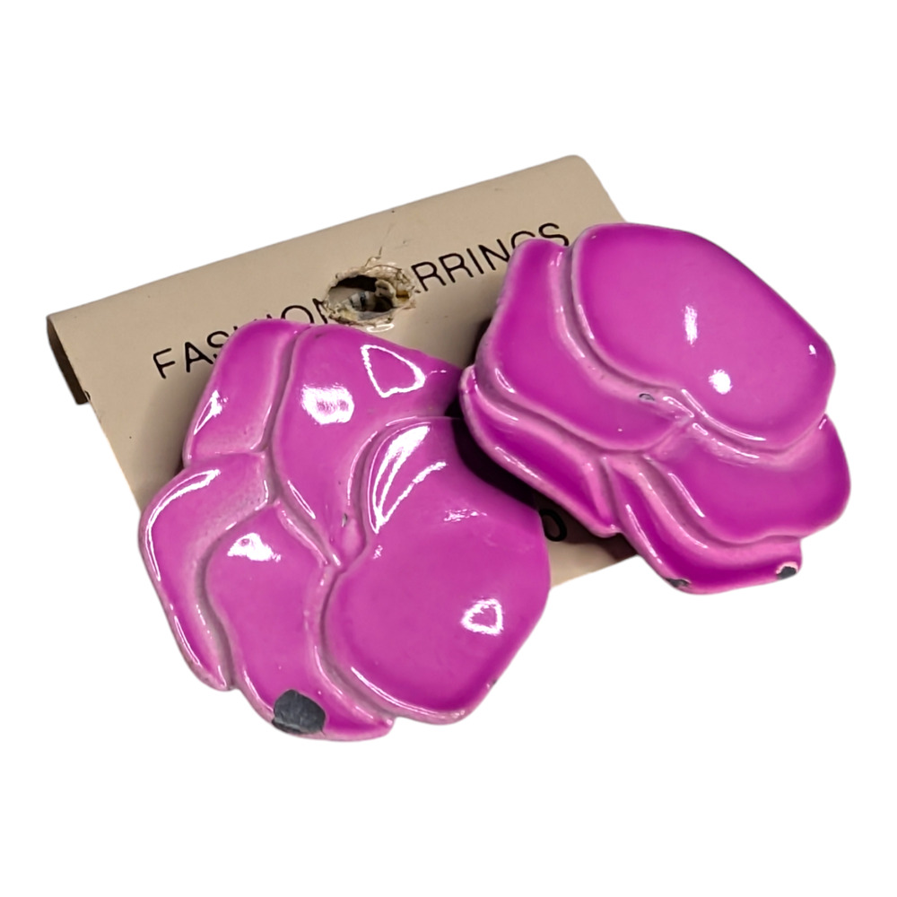 1 Pair‎ Purple Enamel Rose Flower Petals Stud Fashion Earrings Women Jewelry New